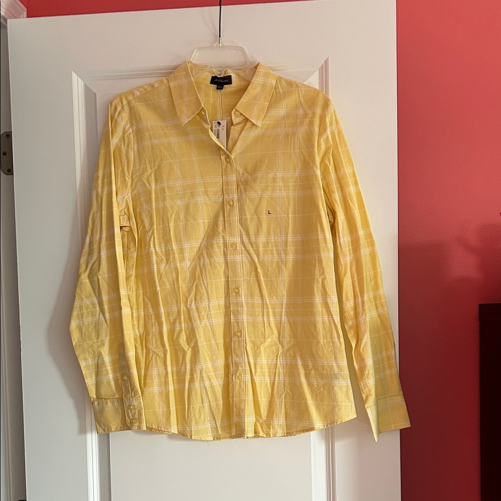 NWT The Limited Yellow Plaid Button-Up Shirt